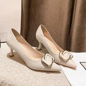 new square button stiletto stiletto with pointy toe pumps